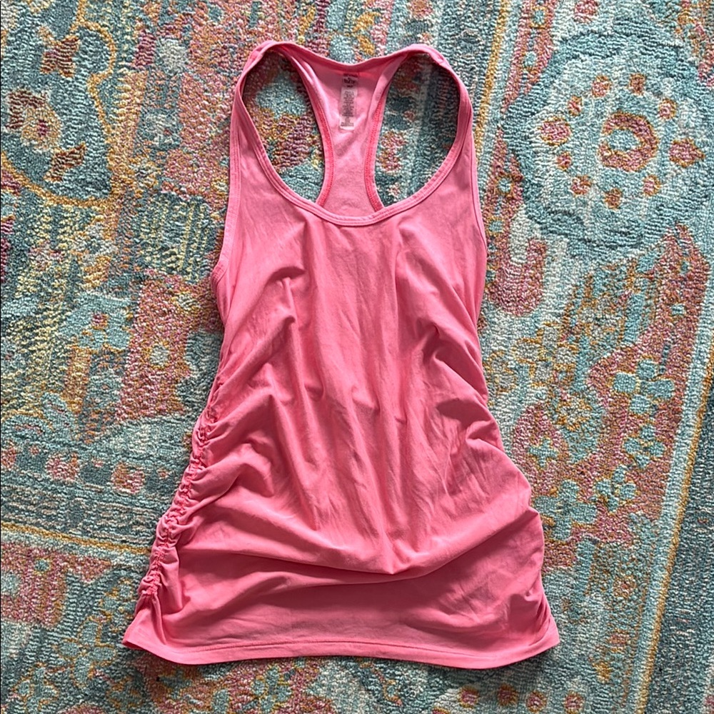 Beyond the Bump pink coral Ruched maternity Tank Top workout yoga running top
